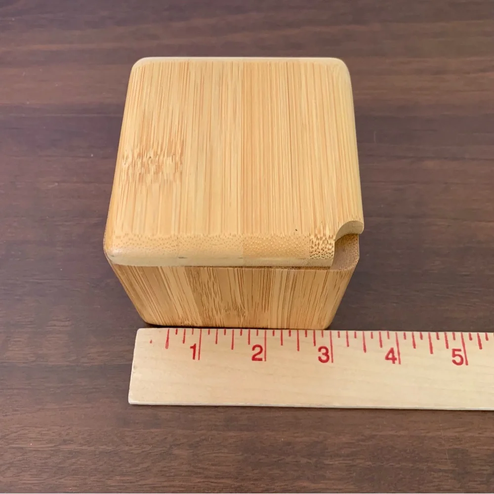 Bamboo Square Salt Spices  - Natural Brown Size 3,5 inch